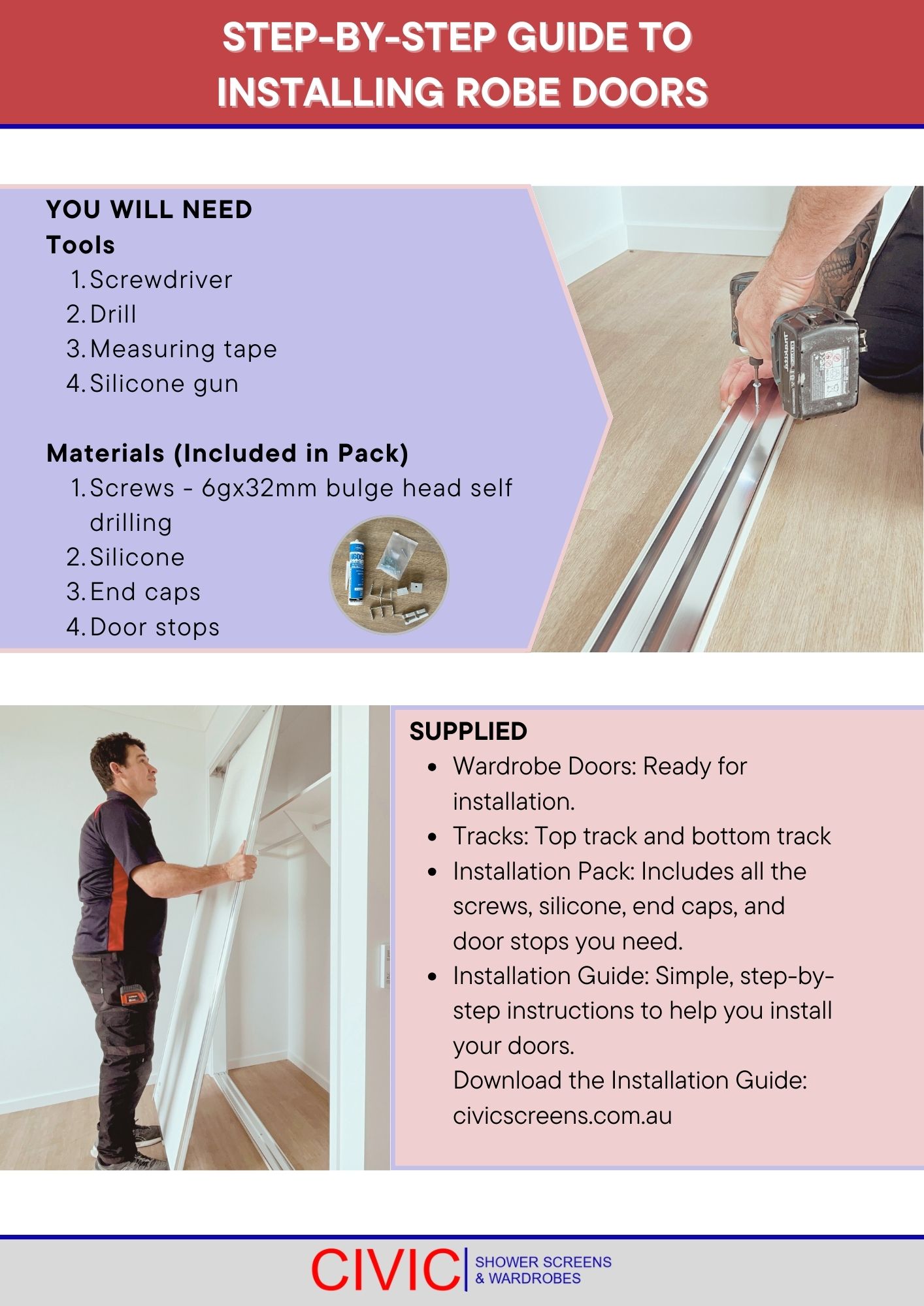 Step By Step Guide to Install Robe Doors