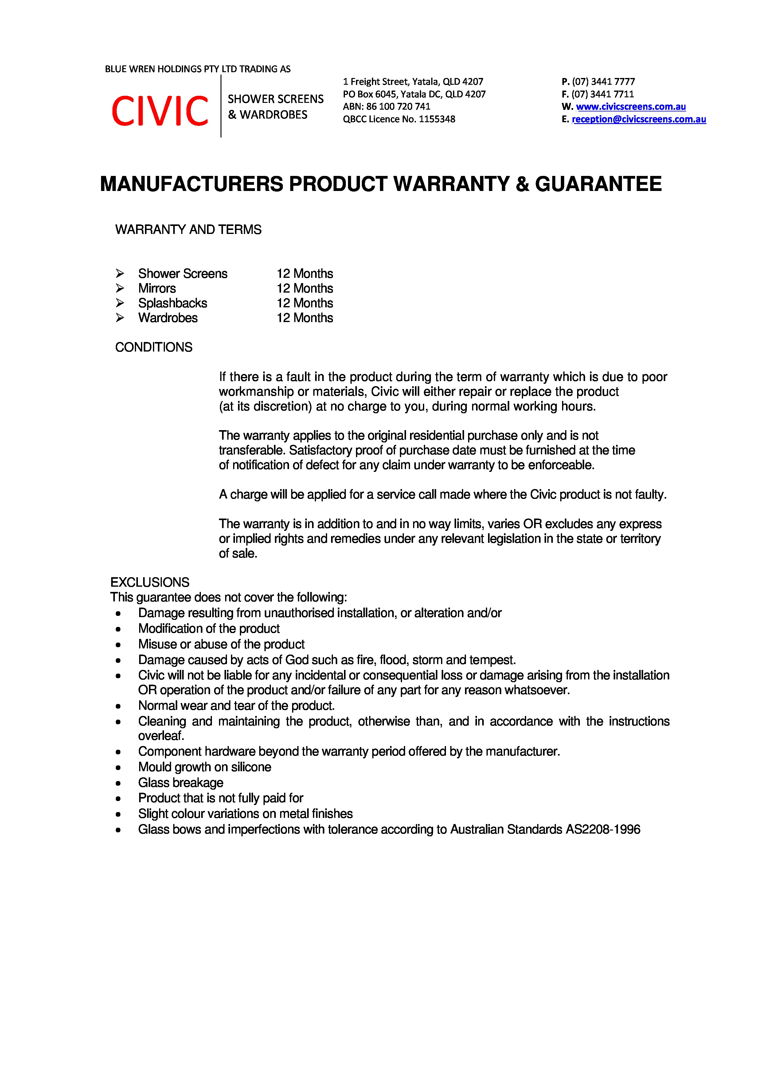 CIVIC WARRANTY