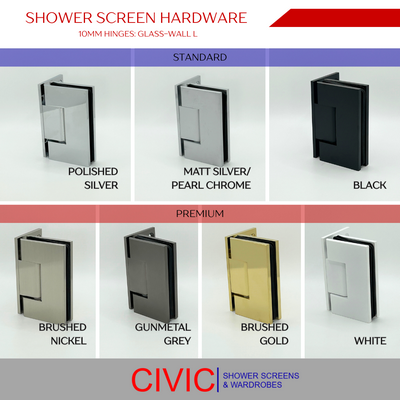 Shower Screen 10mm Hardware Glass To Wall Hinges
